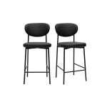 Miliboo tabourets de bar fixes noirs h65 cm (lot de 2) breka