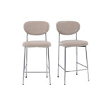 Miliboo tabourets de bar fixes en tissu effet velours taupe h65 cm (lot de 2) breka