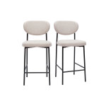 Miliboo tabourets de bar fixes en tissu effet velours textur� beige h65 cm (lot de 2) breka