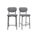 Miliboo tabourets de bar fixes en tissu effet velours textur� gris clair h65 cm (lot de 2) breka