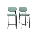 Miliboo tabourets de bar fixes en tissu effet velours textur vert cladon h65 cm (lot de 2) breka