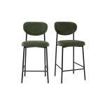 Miliboo tabourets de bar fixes en tissu effet velours vert kaki h65 cm (lot de 2) breka
