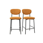 Miliboo tabourets de bar fixes en tissu velours c�tel� jaune curry h65 cm (lot de 2) breka