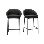 Miliboo tabourets de bar noirs, bois fonc� et m�tal h65 cm (lot de 2) tucson