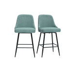 Miliboo tabourets de bar pivotants 360 en tissu chenille vert cladon et mtal h66 cm (lot de 2) hasta ...