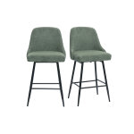 Miliboo tabourets de bar pivotants 360 en tissu chenille vert kaki et mtal h66 cm (lot de 2) hasta