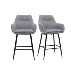 Miliboo tabourets de bar pivotants 360 en tissu effet velours textur gris et mtal h65. 5 cm (lot de ...