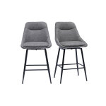 Miliboo tabourets de bar pivotants 360� en tissu effet velours textur� gris et m�tal h66 cm (lot de 2) ...