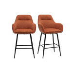 Miliboo tabourets de bar pivotants 360 en tissu effet velours textur terre brle et mtal h65. 5 cm ...
