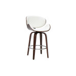 Miliboo tabouret de bar pivotant blanc et bois fonc� 65 cm walnut