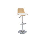 Miliboo tabouret de bar r�glable blanc, bois clair et pied chrom� doa