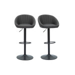 Miliboo tabourets de bar r�glables design gris anthracite (lot de 2) sheru