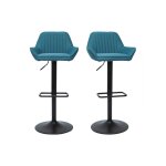 Miliboo tabourets de bar réglables design en tissu bleu (lot de 2) ronnie Miliboo tabourets de bar réglables design en tissu bleu (lot de 2) ronnie