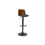 Miliboo tabouret de bar r�glable noir et bois fonc� doa