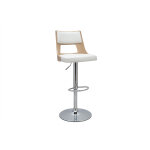 Miliboo tabouret de bar r�glable pivotants 360� blanc et bois clair garbo