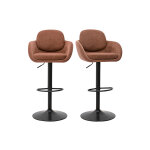Miliboo tabourets de bar r�glable pivotants 360� en tissu chenille terre br�l�e et m�tal noir (lot de ...