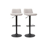Miliboo tabourets de bar r�glables pivotants 360� en tissu effet velours textur� beige et m�tal noir ...