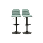 Miliboo tabourets de bar r�glables pivotants 360� en tissu effet velours textur� c�ladon et m�tal (lot ...