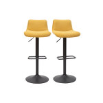 Miliboo tabourets de bar rglables pivotants 360 en tissu effet velours textur jaune moutarde et mtal ...
