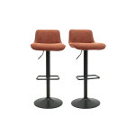 Miliboo tabourets de bar r�glables pivotants 360� en tissu effet velours textur� terre br�l�e et m�tal ...