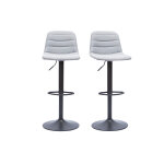 Miliboo tabourets de bar r�glables pivotants 360� en tissu gris clair et m�tal (lot de 2) saury