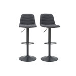 Miliboo tabourets de bar r�glables pivotants 360� tissu et m�tal gris fonc� (lot de 2) saury