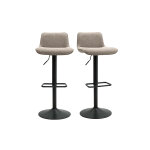 Miliboo tabourets de bar r�glables pivotants 360� en tissu taupe et m�tal noir (lot de 2) boost