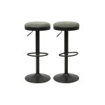 Miliboo tabourets de bar r�glables en tissu chenille vert kaki et m�tal (lot de 2) thor