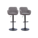 Miliboo tabourets de bar réglables tissu effet velours gris et métal (lot de 2) amika Miliboo tabourets de bar réglables tissu effet velours gris et métal (lot de 2) amika