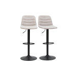 Miliboo tabourets de bar réglables en tissu effet velours texturé beige et métal (lot de 2) saury Miliboo tabourets de bar réglables en tissu effet velours texturé beige et métal (lot de 2) saury