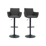 Miliboo tabourets de bar réglables tissu gris anthracite métal noir (lot de 2) carlie Miliboo tabourets de bar réglables tissu gris anthracite métal noir (lot de 2) carlie