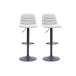 Miliboo tabourets de bar r�glables en tissu gris clair et m�tal (lot de 2) saury