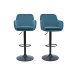 Miliboo tabourets de bar r�glables en tissu velours bleu p�trole et m�tal noir (lot de 2) amika