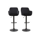Miliboo tabourets de bar r�glables en velours noir et m�tal (lot de 2) amika