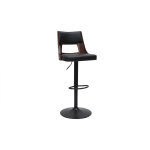 Miliboo tabouret de bar r�glable vintage pivotants 360� noir et bois fonc� garbo