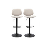 Miliboo tabourets de bar relevables design en tissu effet velours beige et m�tal noir barnet (lot de ...