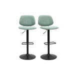 Miliboo tabourets de bar relevables design en tissu effet velours textur vert cladon et mtal noir ...