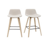 Miliboo tabourets de bar scandinaves beige et bois clair h65 cm (lot de 2) nonie