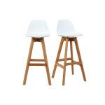 Miliboo tabourets de bar scandinaves blanc et bois 65 cm (lot de 2) mini pauline
