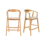 Miliboo tabourets de bar scandinaves blancs et bois clair h66. 5 cm (lot de 2) bahia