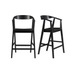 Miliboo tabourets de bar scandinaves en bois noir (lot de 2) bahia