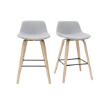 Miliboo tabourets de bar scandinaves gris clair et bois h65 cm (lot de 2) nonie