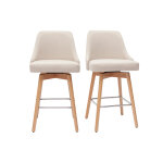 Miliboo tabourets de bar scandinaves pivotants 360° en tissu beige et bois hêtre massif h65 cm (lot de ... Miliboo tabourets de bar scandinaves pivotants 360° en tissu beige et bois hêtre massif h65 cm (lot de ...