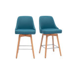 Miliboo tabourets de bar scandinaves pivotants 360° en tissu bleu canard et bois hêtre massif h65 cm ... Miliboo tabourets de bar scandinaves pivotants 360° en tissu bleu canard et bois hêtre massif h65 cm ...