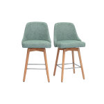 Miliboo tabourets de bar scandinaves pivotants 360° en tissu effet velours texturé vert céladon et bois ... Miliboo tabourets de bar scandinaves pivotants 360° en tissu effet velours texturé vert céladon et bois ...