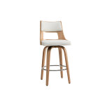 Miliboo tabouret de bar scandinave pivotant blanc et bois clair h69 cm garbo