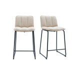 Miliboo tabourets de bar en tissu chenille beige et m�tal noir h65. 6 cm (lot de 2) visto