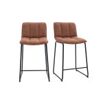 Miliboo tabourets de bar en tissu chenille terre br�l�e et m�tal noir h65. 6 cm (lot de 2) visto