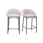 Miliboo tabourets de bar en tissu effet velours textur� beige, bois fonc� et m�tal h65 cm (lot de 2) ...