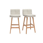Miliboo tabouret de bar en tissu effet velours texturé beige et bois (lot de 2) joan Miliboo tabouret de bar en tissu effet velours texturé beige et bois (lot de 2) joan